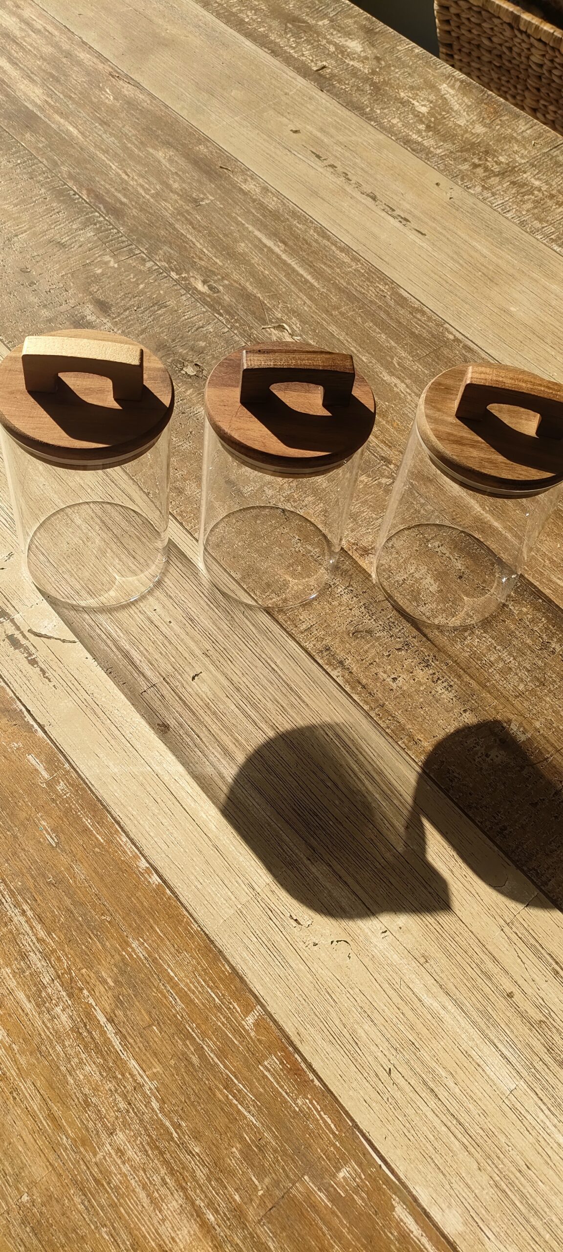 Acacia Wood Glass Storage Jar Set of 3 - Image 3