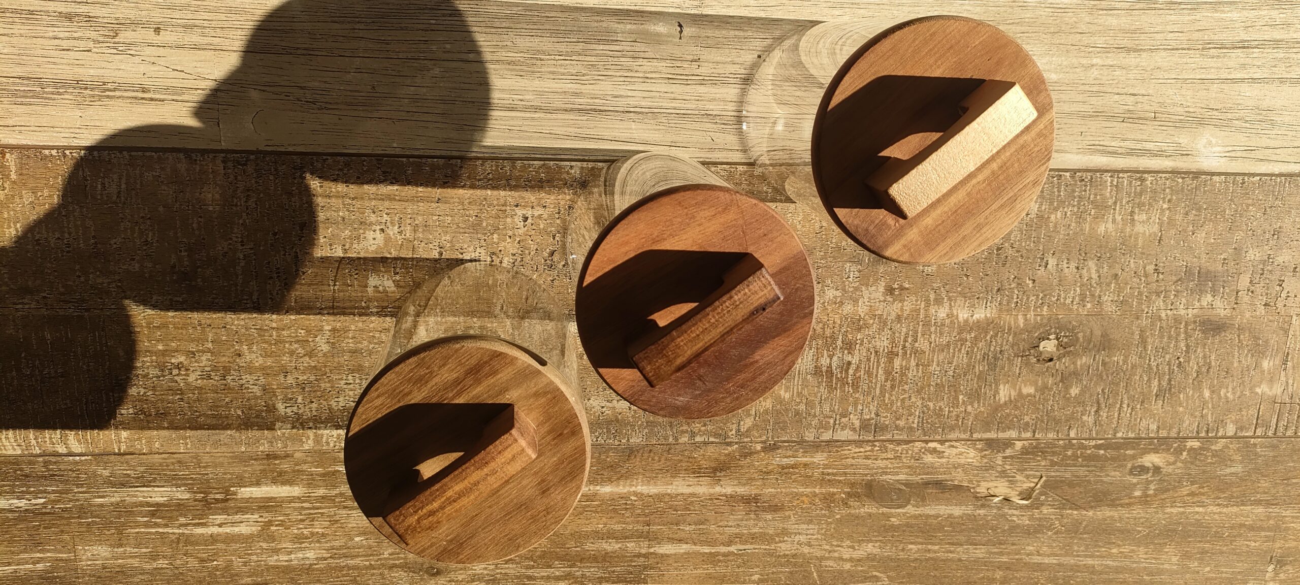 Acacia Wood Glass Storage Jar Set of 3 - Image 2